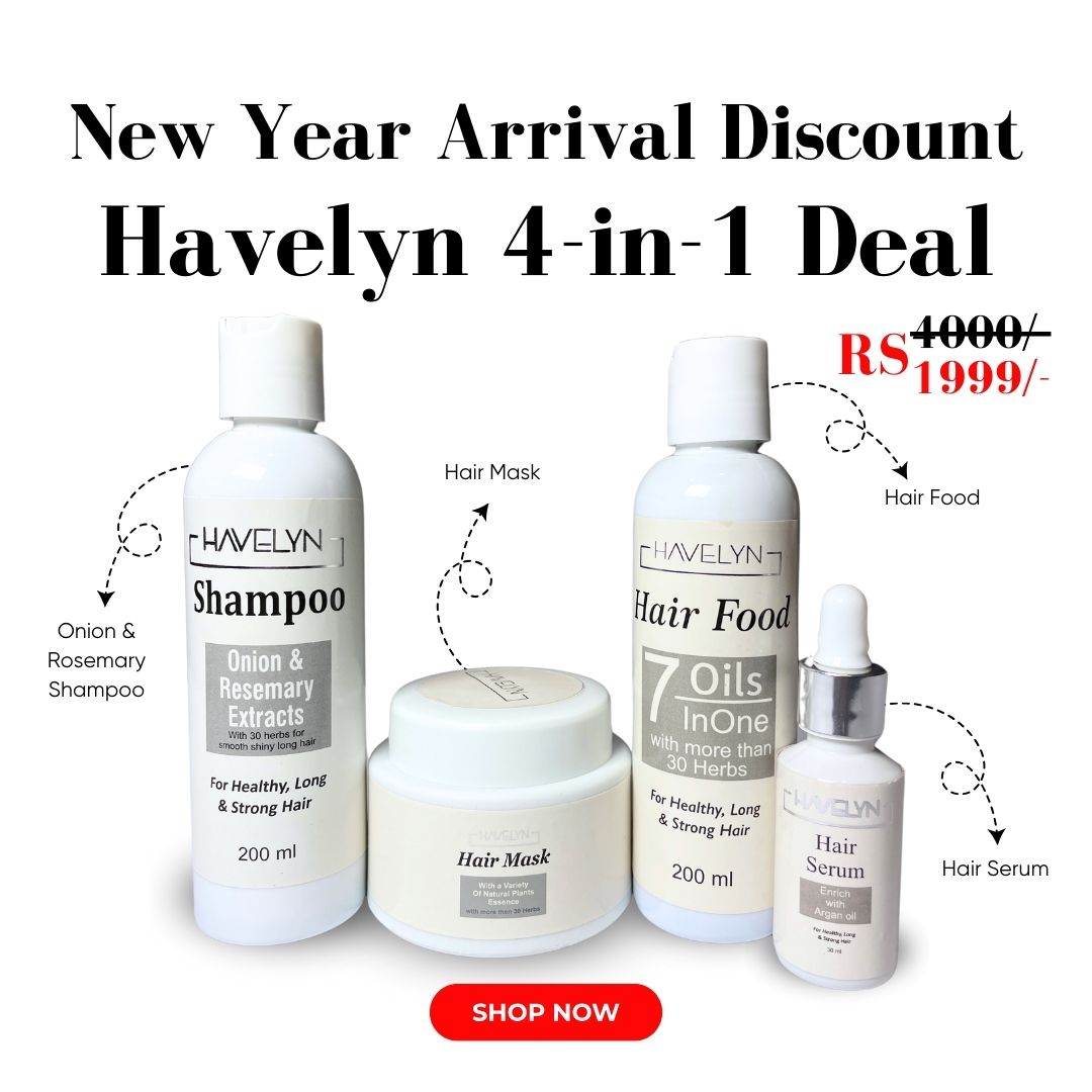 4 in 1 Havelyn deal - Includes Hair Food Oil, Onion & Rosemary Extracts Hair Shampoo, Hair Serum and Hair Mask.