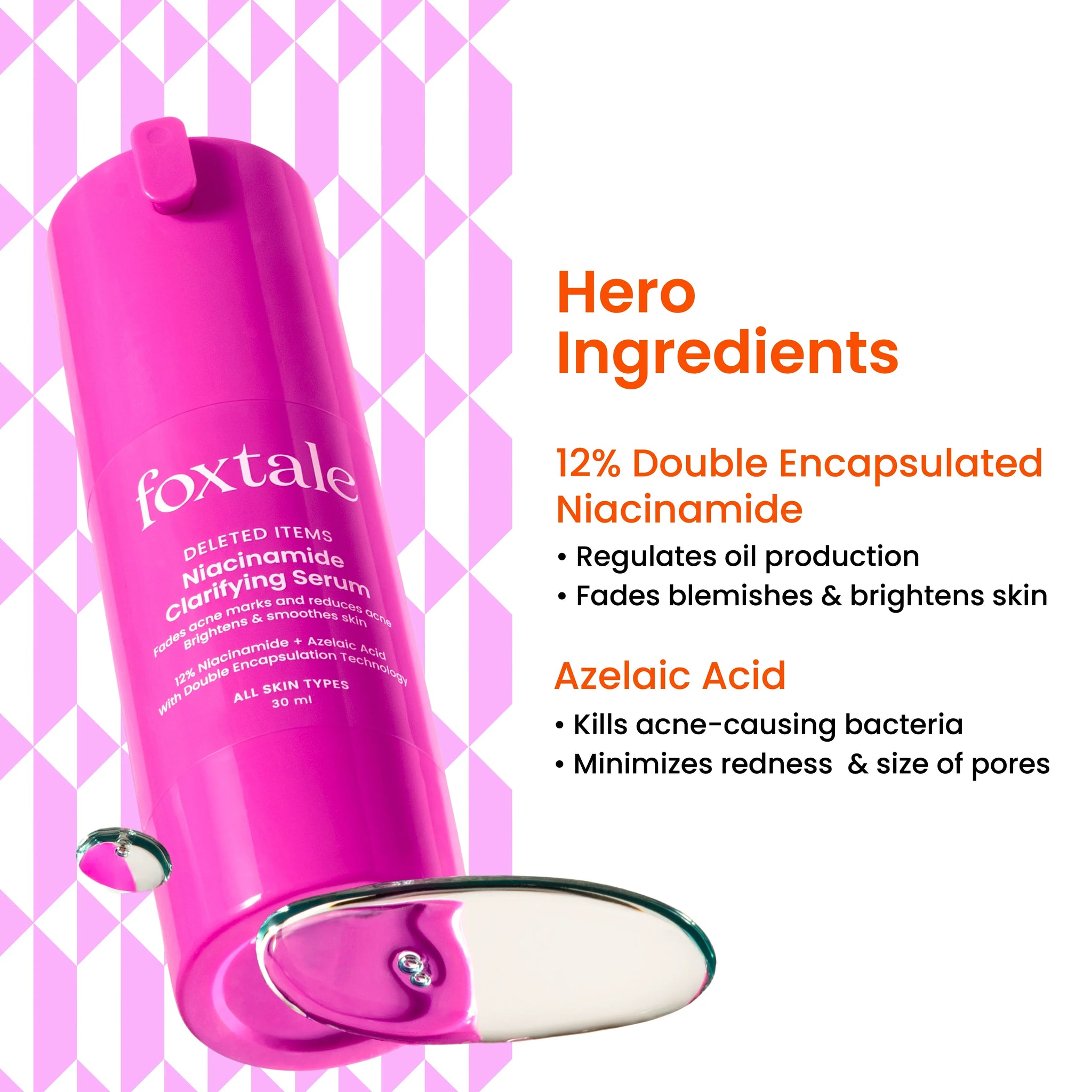 Foxtale Niacinamide Clarify Serum (Reduce Acne & Dark post + Brighten up skin tone)