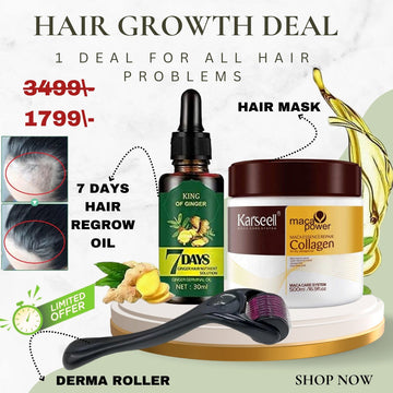 Hair Regrowth Deal - include karseell hair mask, 7 days Ginger Hair Oil and Drama Roller