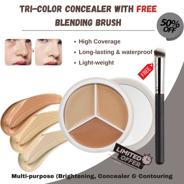 3 in 1 concealer with FREE Blending Brush - For Brightening, Concealing & Contouring